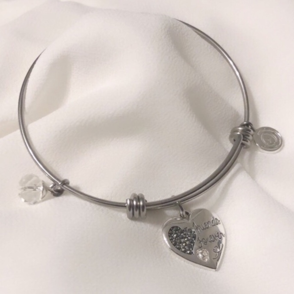 Heart Charm Bracelet Silver Bling Best Friend